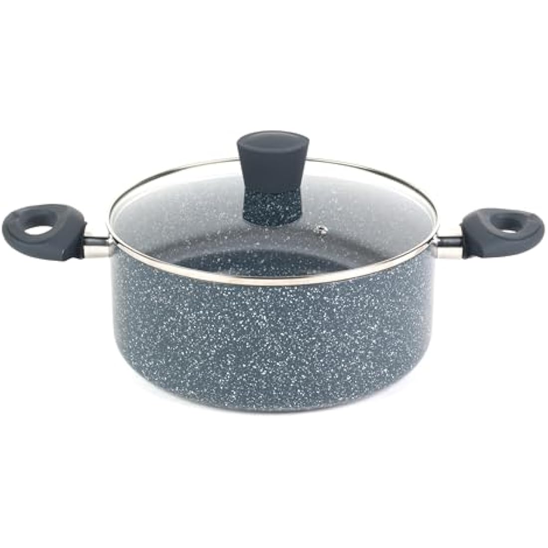 Russell Hobbs RH00849EU Stockpot With Lid - Non-Stick 24cm Induction Suitable Cooking Pot, Pressed Aluminium, PFOA-Free, Soft-Touch Handles, For Stews/Soups, Nightfall Stone Collection, Blue Marble