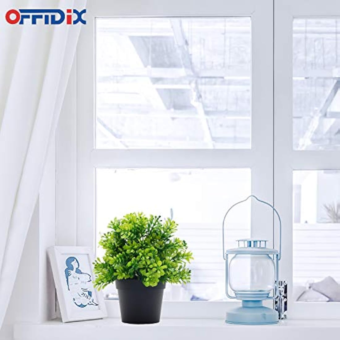 OFFIDIX Artificial Plants with Vase Mini Plastic Eucalyptus Plants for Home Office Decoration Faux Plastic Plants with Pots Fake Plant Indoor (Small Leaf)