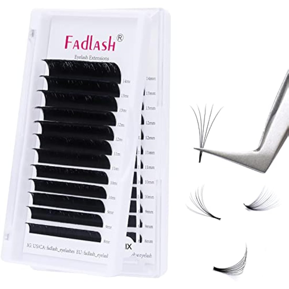 Fadlash Easy Fan Lashes D Curl 0.05 8-14mm Mixed Length Russian Lashes Natural Look Self Fanning Eye Lashes Automatic Blooming Russian Eyelashes Extensions(0.05-D-814)