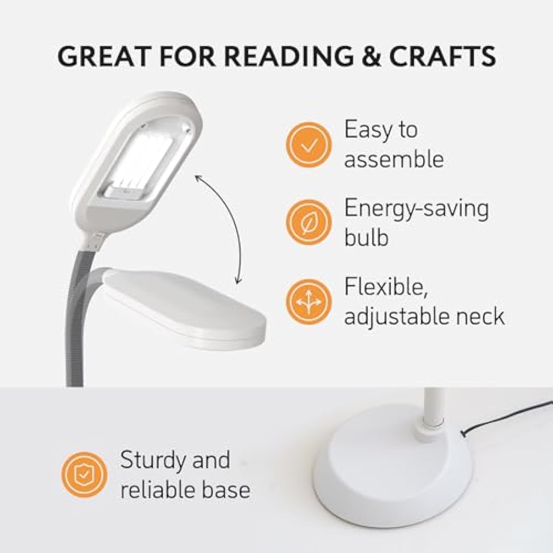 Kenley Daylight Lamp - Reading Light Floor Standing - Natural Bright Sunlight - Energy Saving Bulb for True Colours - Sturdy & Easy to Assemble - Standard Craft Lamps for Living Room or Bedroom