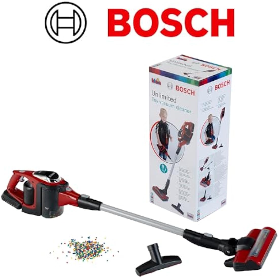Theo Klein 6808 Bosch Unlimited vacuum cleaner I With suction and sound function I Rotatable and removable floor nozzle I Toys for children aged 3 and over