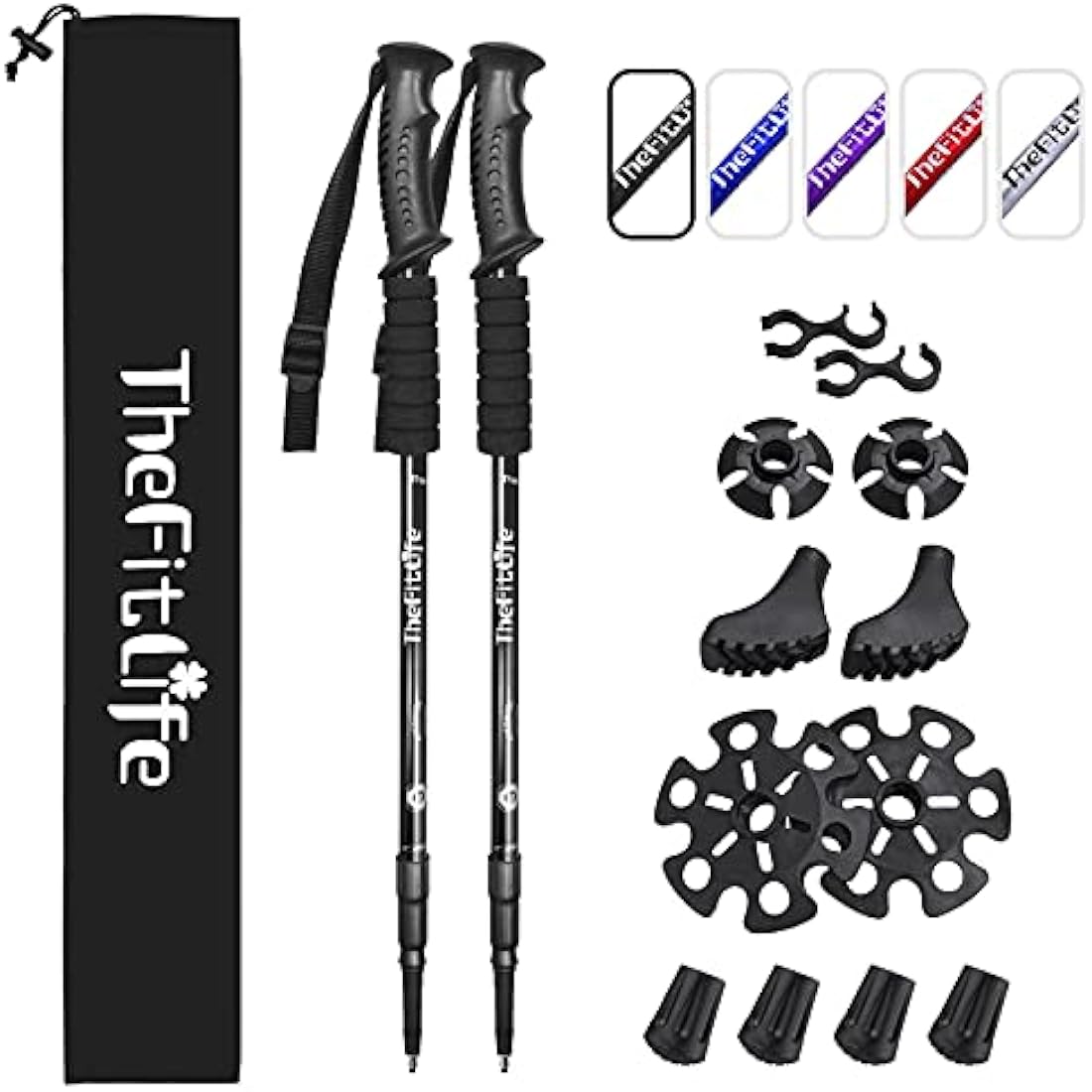 TheFitLife Hiking Walking Trekking Poles - 2 Pack With Antishock And Quick Lock System, Telescopic, Collapsible, Ultralight For Hiking, Camping, Mountaining, Backpacking, Walking, Trekking