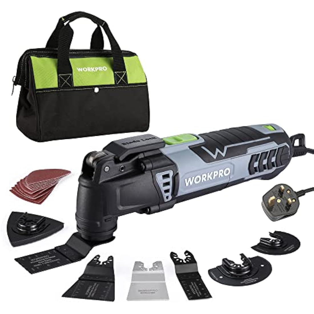 WORKPRO Oscillating Multi Tool 300W, 7 Variable Speeds, 3° Oscillation Angle, Quick Change Blade System, 17pc Accessories Kit Make it a Details Sander, Cutter, Scraper, Grinder