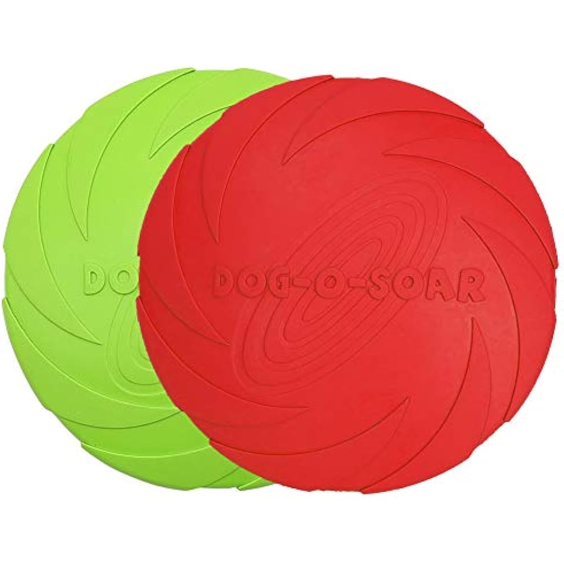 Vivifying Dog Flying Disc, 2 Pack 7 Inch Natural Rubber Floating Flying Saucer for Both Land and Water (Green + Red)