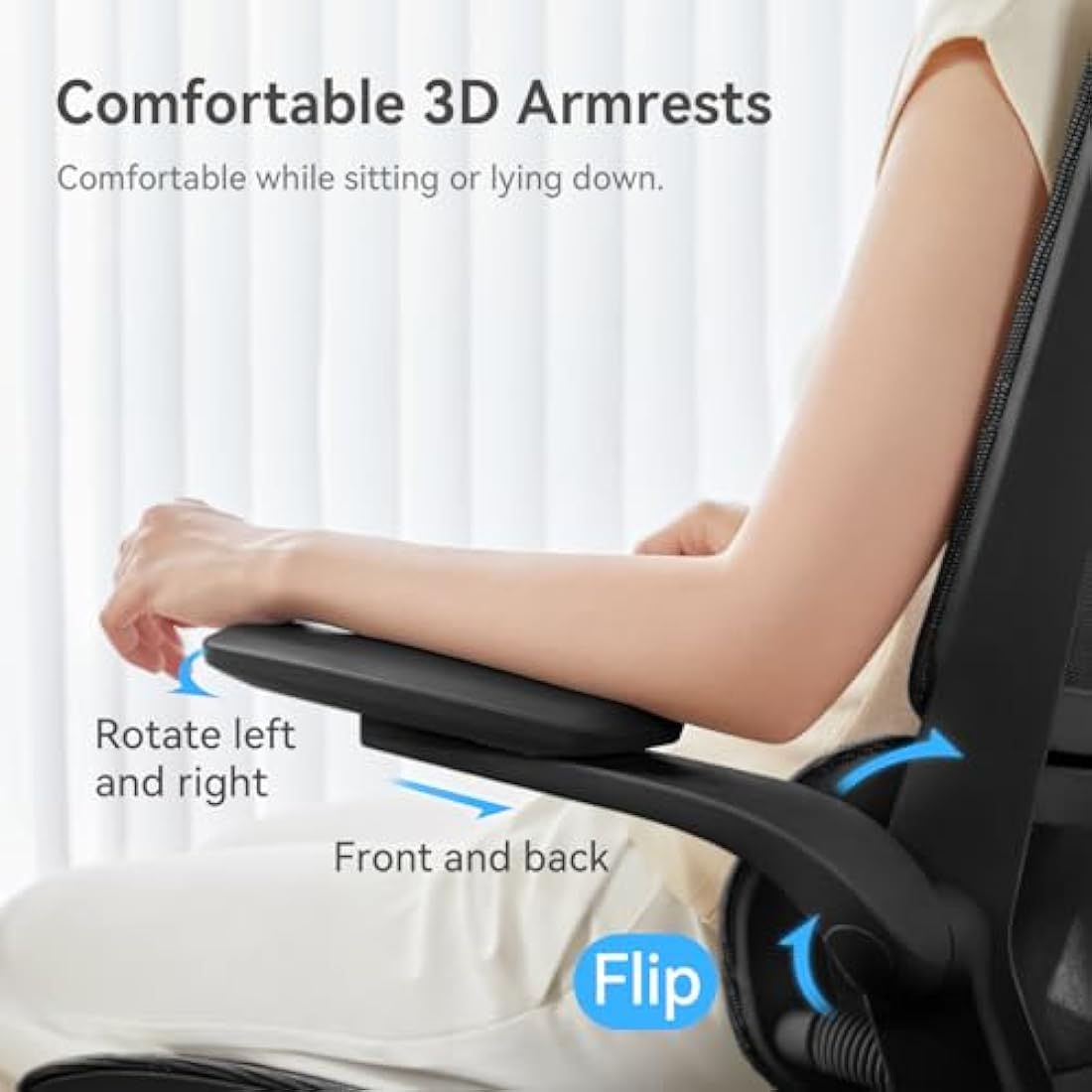 SIHOO M59AS Ergonomic Office Chair, Desk Chair with 3D Coordinated Flip-up Armrests, Computer Chair with Dual Back Design and Adaptive Dynamic Lumbar Support(Black)