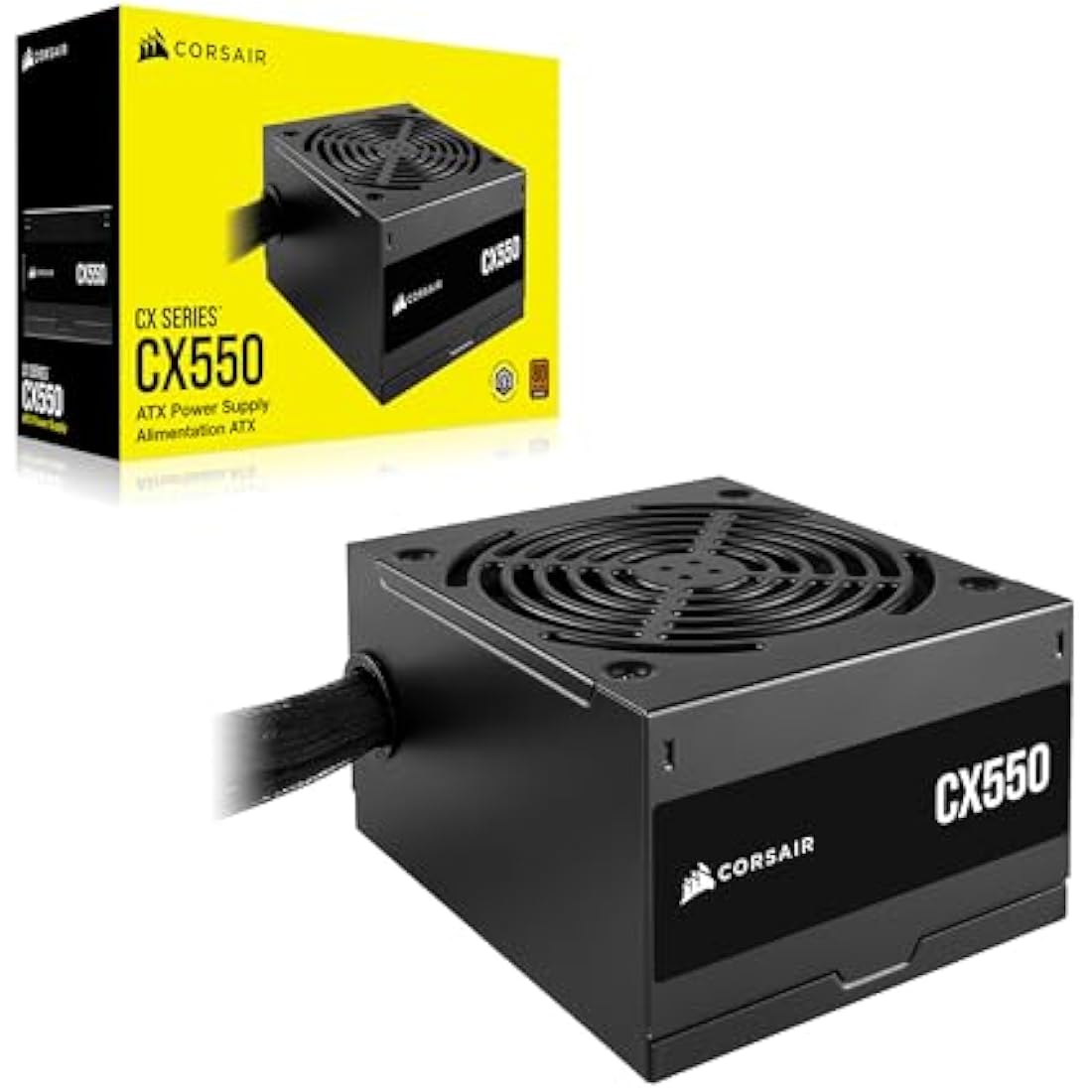 CORSAIR CX550 80 PLUS Bronze Non Modular Low-Noise ATX 550 Watt Power Supply - UK - Black
