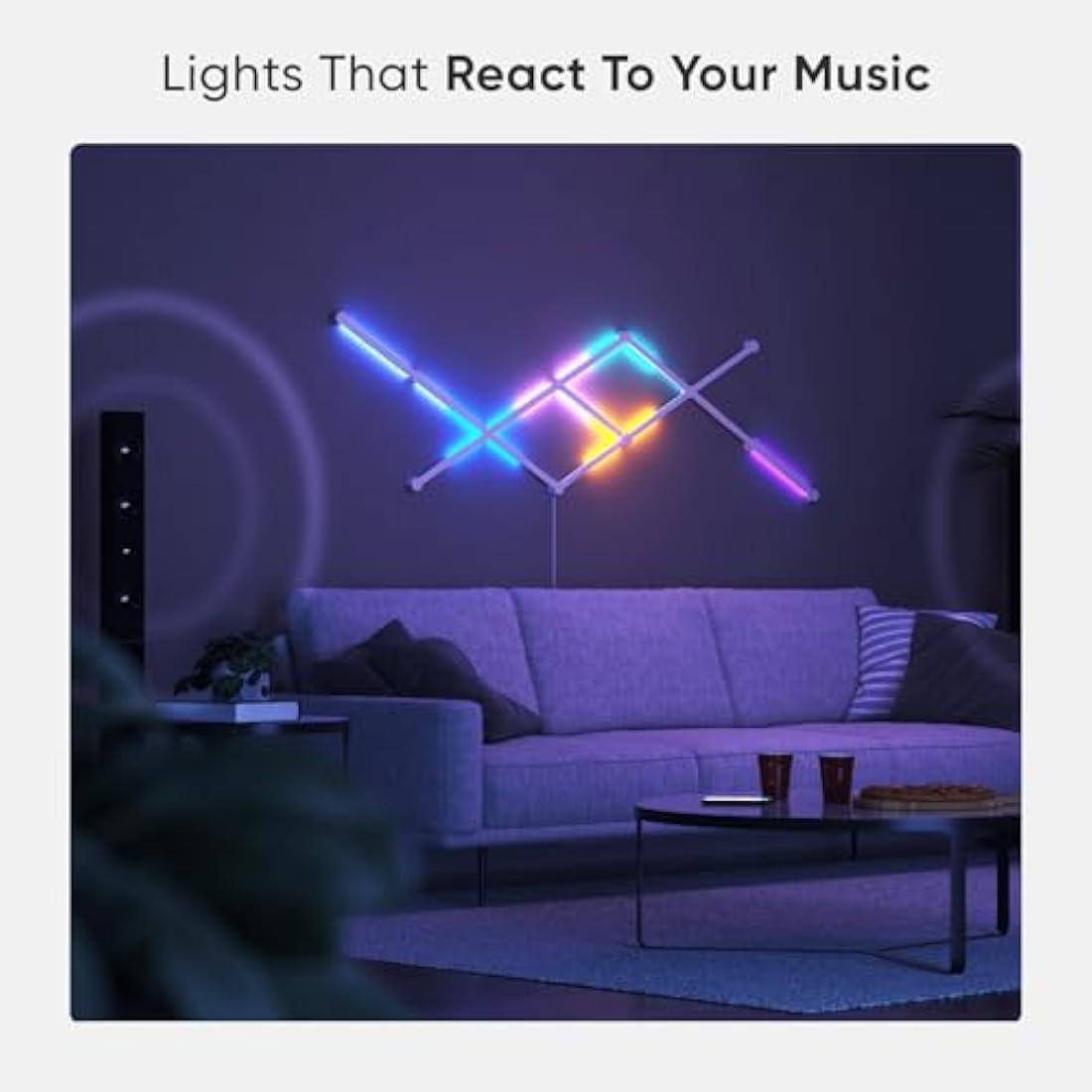 Nanoleaf Lines 60 Degrees Starter Kit, 15 Smart Light Bars LED RGBW - Backlit Modular Wi-Fi Colour Changing Wall Lights, Music & Screen Sync, Works with Alexa Google Apple Homekit, Room Decor
