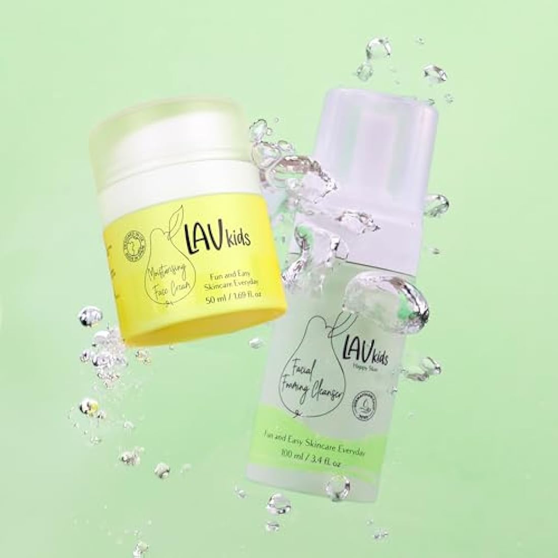 Lav Kids Moisturising Skincare Bundle- Foaming Facial Cleanser 100ml & Face Moisturiser 50ml, Dermatologically Tested, for Sensitive Skin