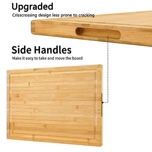 Utoplike Extra Large XXXL Bamboo Cutting Board 60 x 40 x 3.2 cm,Large Wooden Butcher Block for Turkey, Meat, Vegetables, BBQ, Over The Sink Chopping