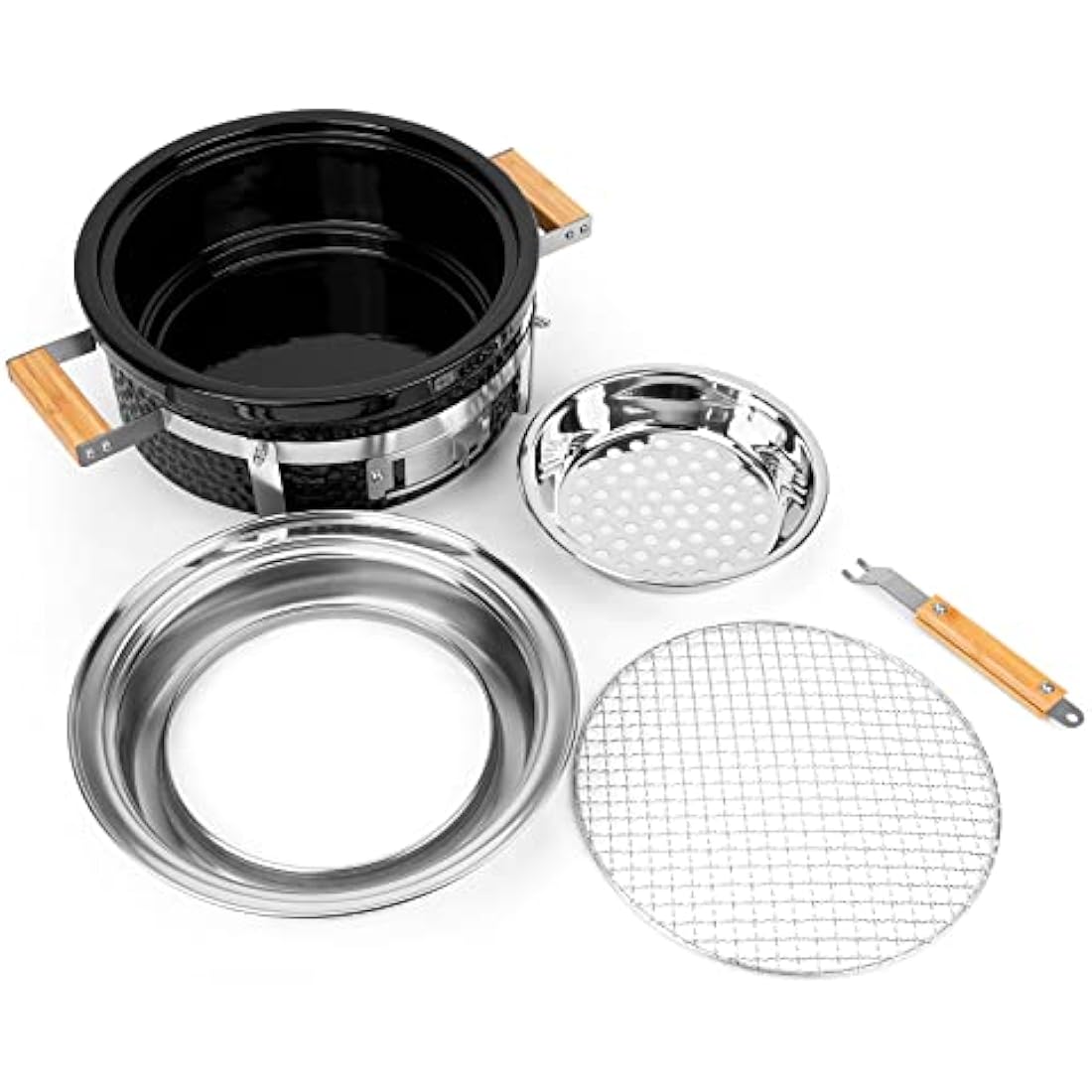 Onlyfire Round Tabletop Ceramic Clay Stove Portable BBQ Charcoal Grill,Portable Tabletop Grill for Outdoor,Indoor Cooking,Outdoor Camping and Garden