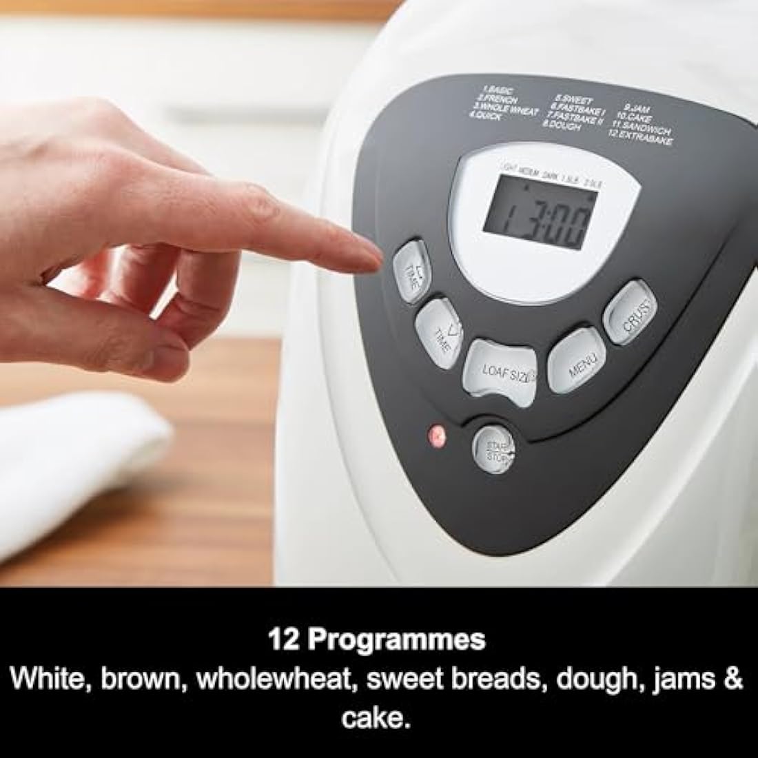 Morphy Richards Fastbake Breadmaker, 12 Programmes, 1.5lb, 2lb Loaf Sizes, 13 Hour Delay Timer, Keep Warm, 48281
