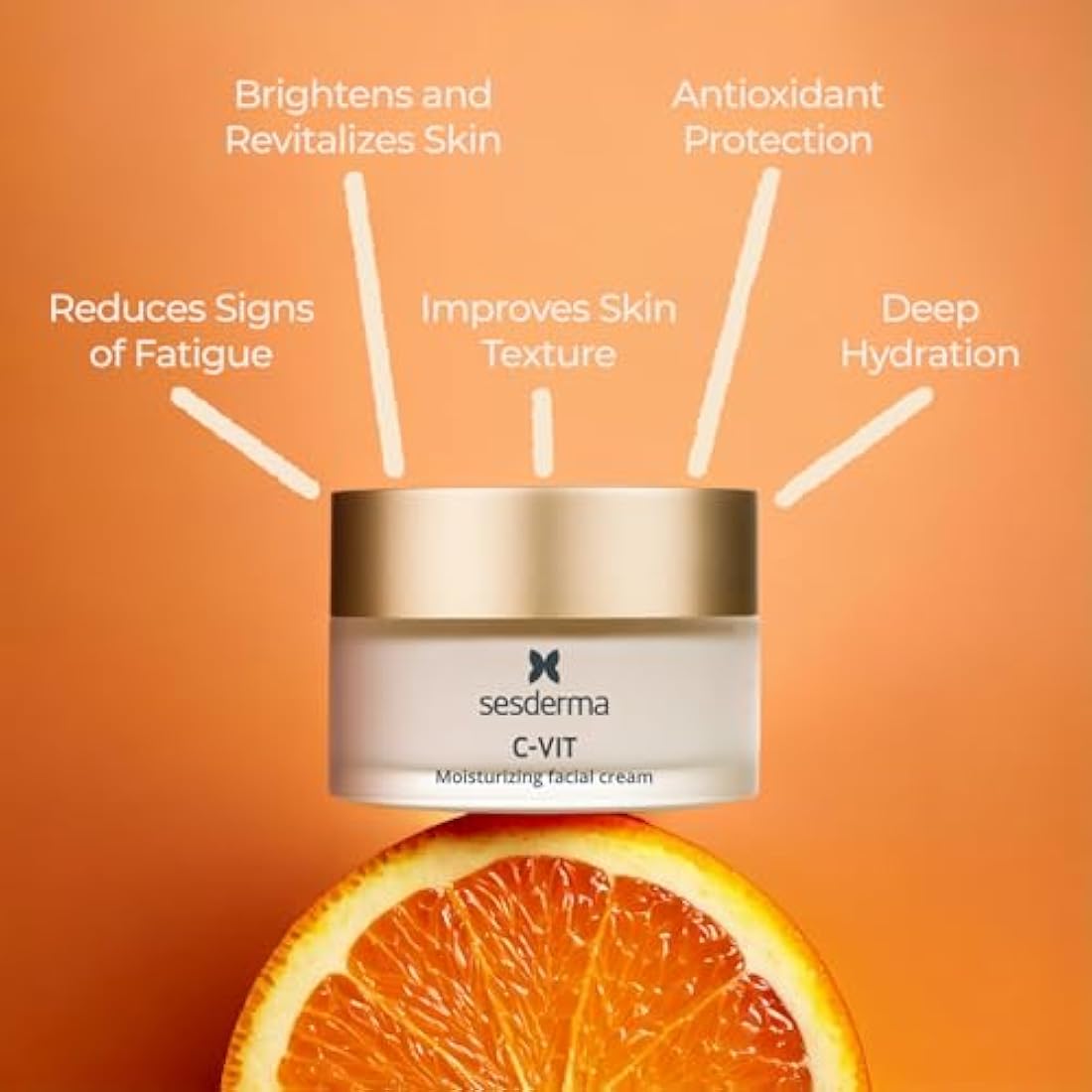 Sesderma C-Vit Moisturising Facial Cream – Stabilized Vitamin C with Antiox Booster – Brightens, Firms & Hydrates – 50 ml