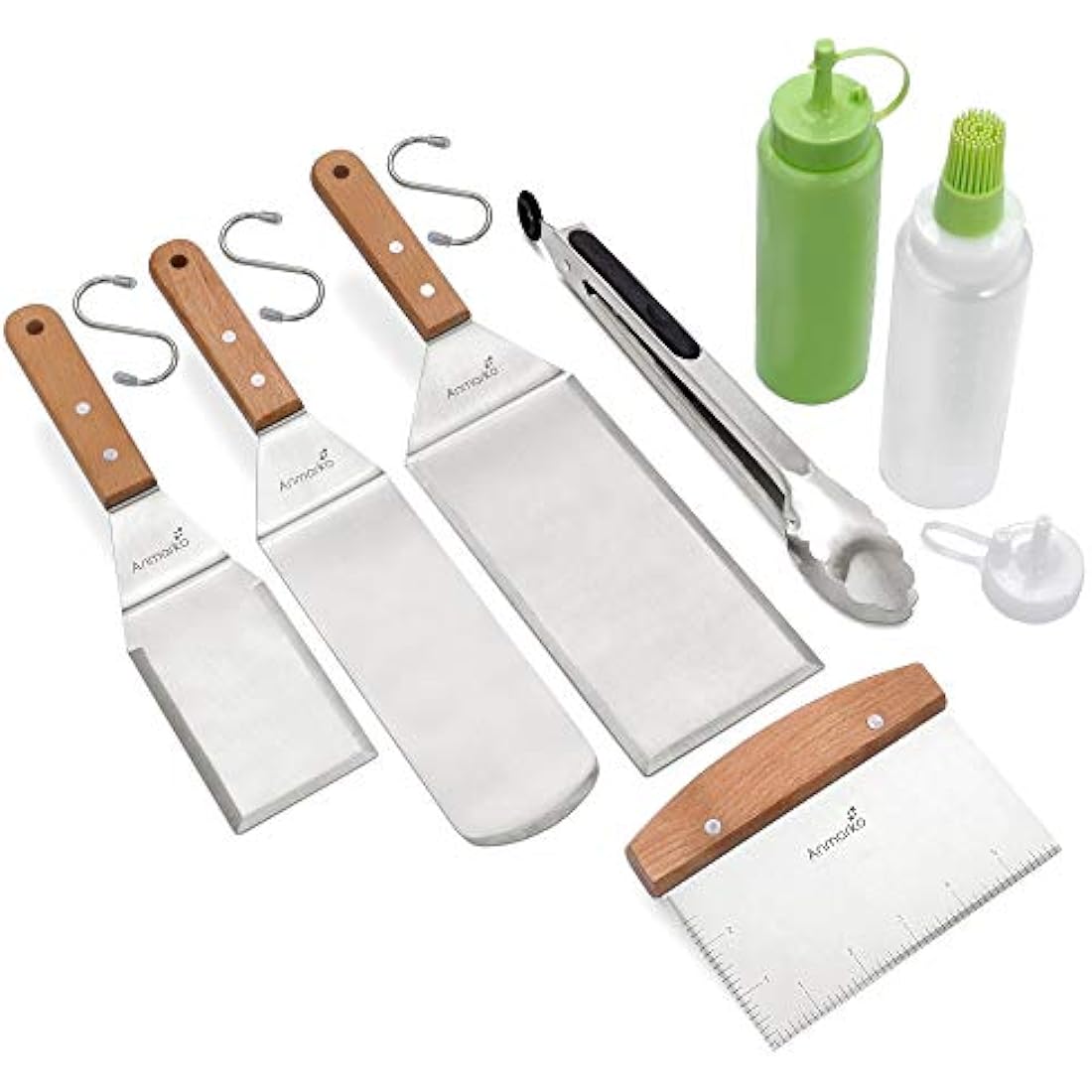 Metal Spatula Set - Griddle Accessories kit - Grill Flat Spatula Pancake Flipper Hamburger Turner - Metal Utensil Great for BBQ