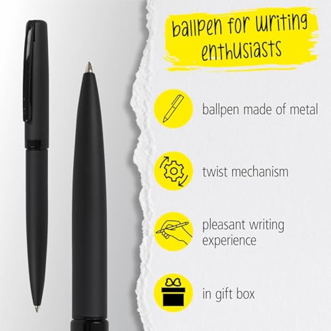 Online Set Eleganza Fountain Pen & Ballpen & Leather Case I Colour: Black I Nib Size M I Metal Clip I Retractable Biro I Fountain-Pen for Standard Ink Cartridges Or Converter I In Gift Box