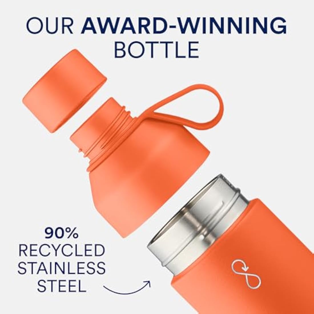 Ocean Bottle - Recycled Stainless Steel Bottle - Eco-Friendly & Reusable (Original 500ml, Sun Orange)