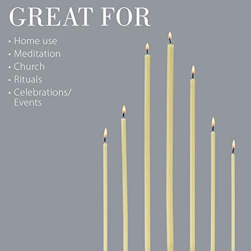 Danilovo Thin Taper Beeswax Candles - Honey-Scented, Decorative Candles Ideal for Birthday Decoration or Church Prayers - White Drip Free, Tall &