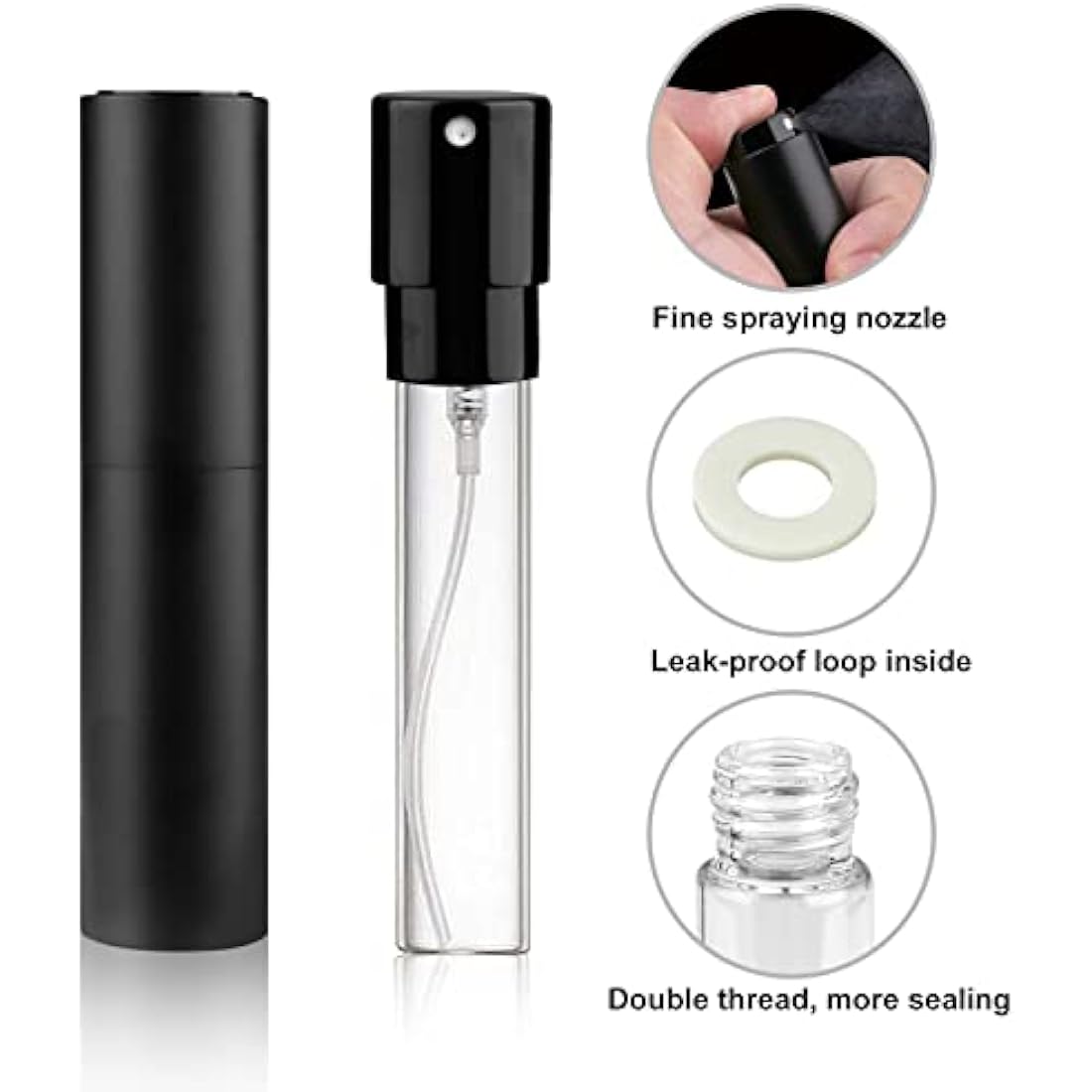 Zingso Refillable Travel Perfume Atomiser Bottles, 2 Pcs 10ml Mini Portable Spray Bottles Refillable Perfume Aftershave Atomiser Empty Travel Bottles with Funnel… (10ml (Black+Dark Purple))