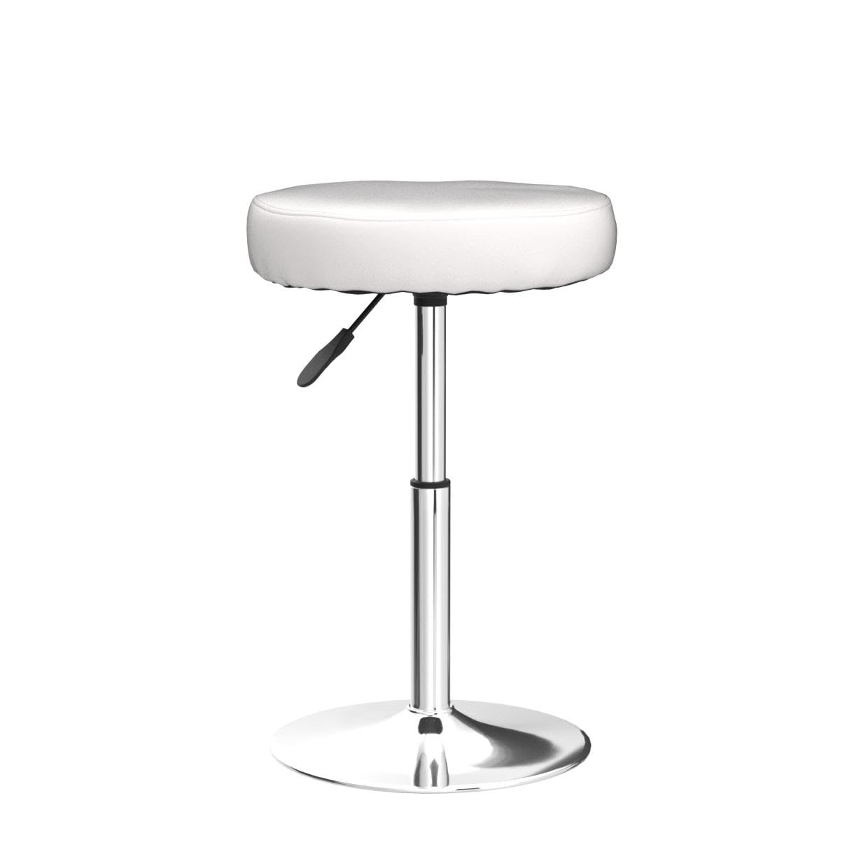 FURWOO PU Leather Round Barber Shop Stool Height Adjustable Swivel Workshop Home Kitchen Short Bar Stools without Backrest Small(White)