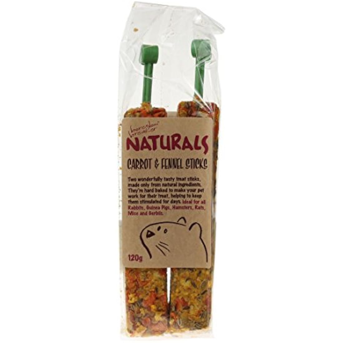 Rosewood Naturals Carrot & Fennel Sticks 140g – Healthy Small Animal Treats for Rabbits, Guinea Pigs, Hamsters, Rats, Mice & Gerbils – Pack of 2 Natural Crunchy Snack Sticks