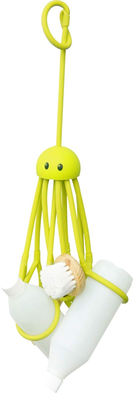 Formverket Octopus shampoo holder, shower gel holder, approx. 33 cm long, for hanging with 9 adjustable loops, latex, green