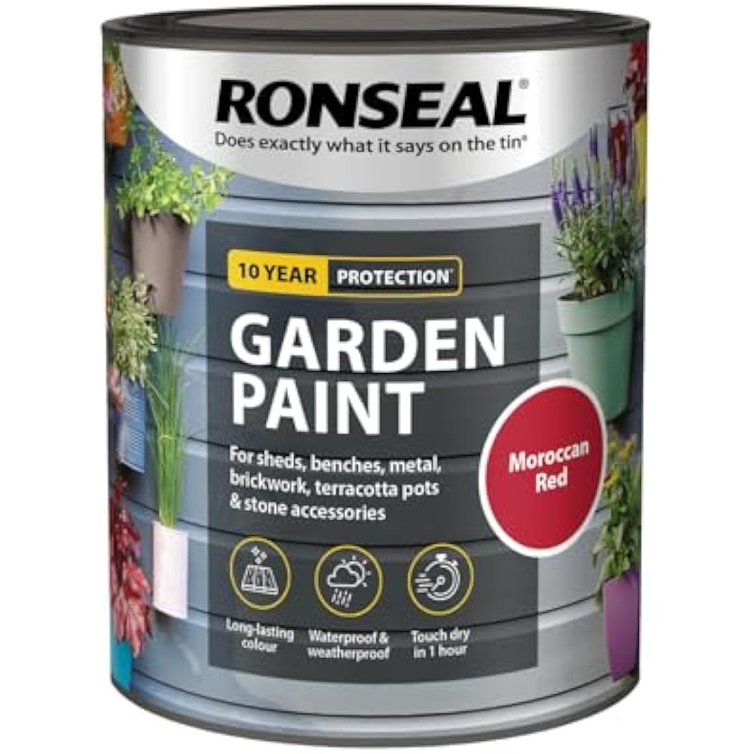 Ronseal RSLGPMR750 Garden Paint, Moroccan Red, 750 ml