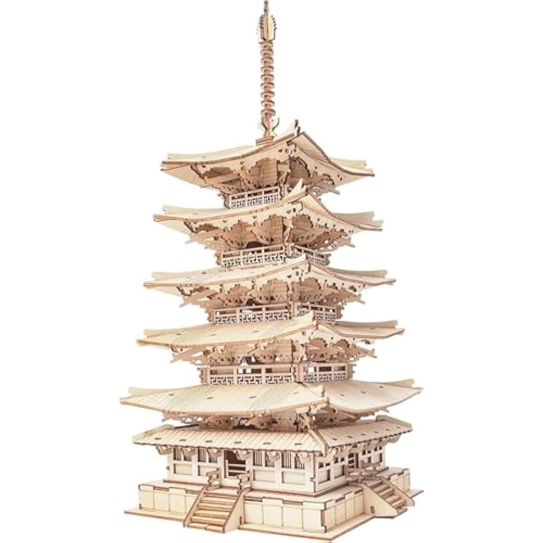 ROWOOD 3D Wooden Puzzle Five-storied Pagoda, Japanese Temple Model Kit for Adults to build, DIY Wooden Model Building Construction Craft Kits, Ideal as Christmas And Birthday Gift