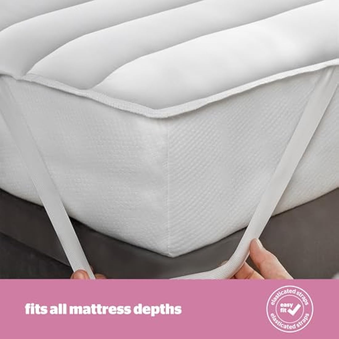 Silentnight Quilted Mattress Protector – Premium Luxury Soft Cosy Mattress Cover Protector Pad with Extra Deep Fit Elasticated Straps – Hypoallergenic, Super Soft and Machine Washable - King, White