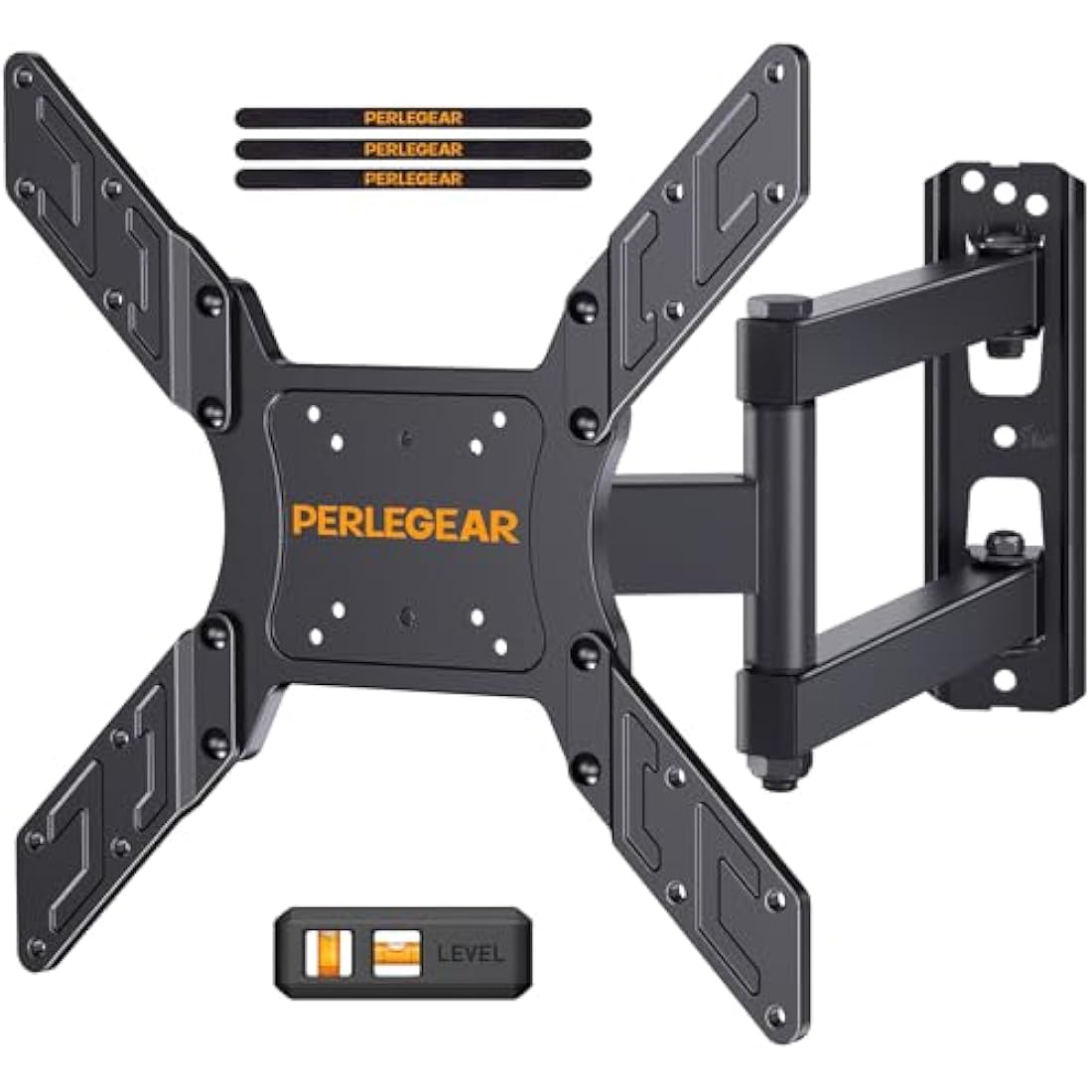 Perlegear TV Wall Bracket for 26-60 Inch Flat & Curved TVs up to 45kg, Swivels Tilts Extends TV Wall Mount, VESA 75x75mm up to 400x400mm, PGMFK6