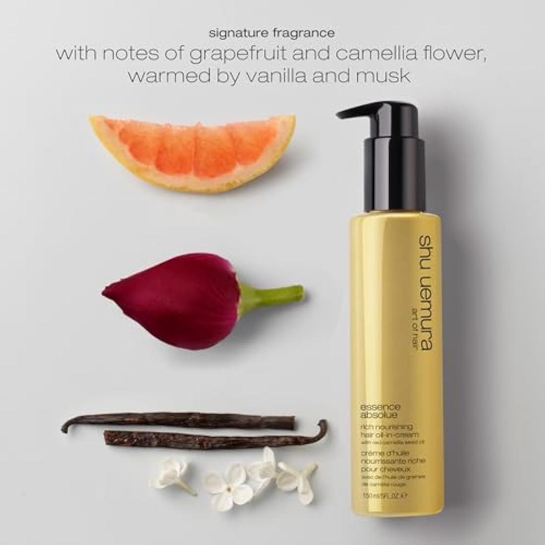 Shu Uemura, Nourishing Hair Oil-in-Cream Essence Absolue, All Hair Types, Enriched with Camellia Oil, For Soft Hair, Anti-Frizz, 150 ml