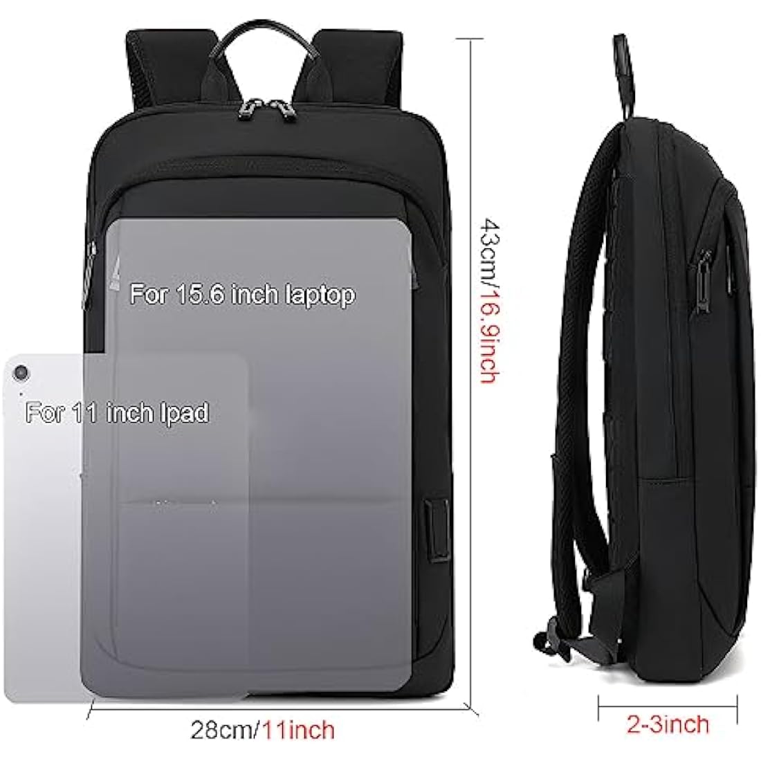 AUGUR Business Slim Backpack for Men Women 15.6 inch Water Resistant Laptop Backpack Computer Notebooks Lightweight Small Backpacks For Travel/Business/Work