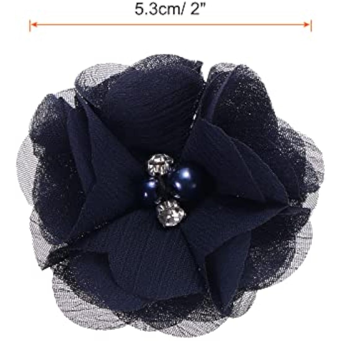 sourcing map Artificial Rhinestone Chiffon Flower Heads, Dark Blue Faux Flowers 2 Inch for DIY Craft Wedding and Party Decoration Pack of 20