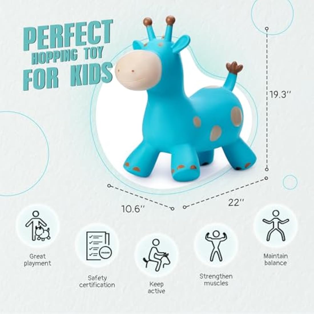 U&C Planet Animal Hopper for Kids, Toddler Ride-on Giraffe, Bouncy Horse Hopper, Jumping Horse, Inflatable Hopper Bouncy,Hopping Toys Gift for Boys Girls
