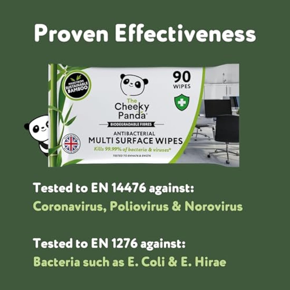 The Cheeky Panda Antibacterial Wipes | Bulk Pack of 6 x 90 Cheeky Surface Wipes (540 Total) | Perfect for Kitchen and Surface Cleaning