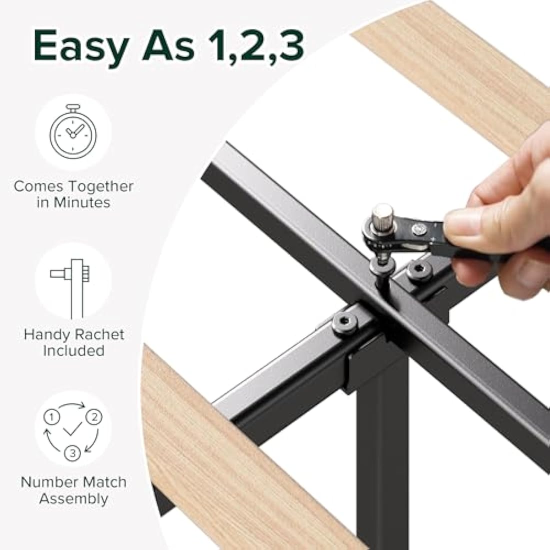 ZINUS Maya King Bed Frame – Bed 150 x 200 cm – 30cm Height – Upholstered platform bed frame with Headboard – Wooden slat support – Dark grey