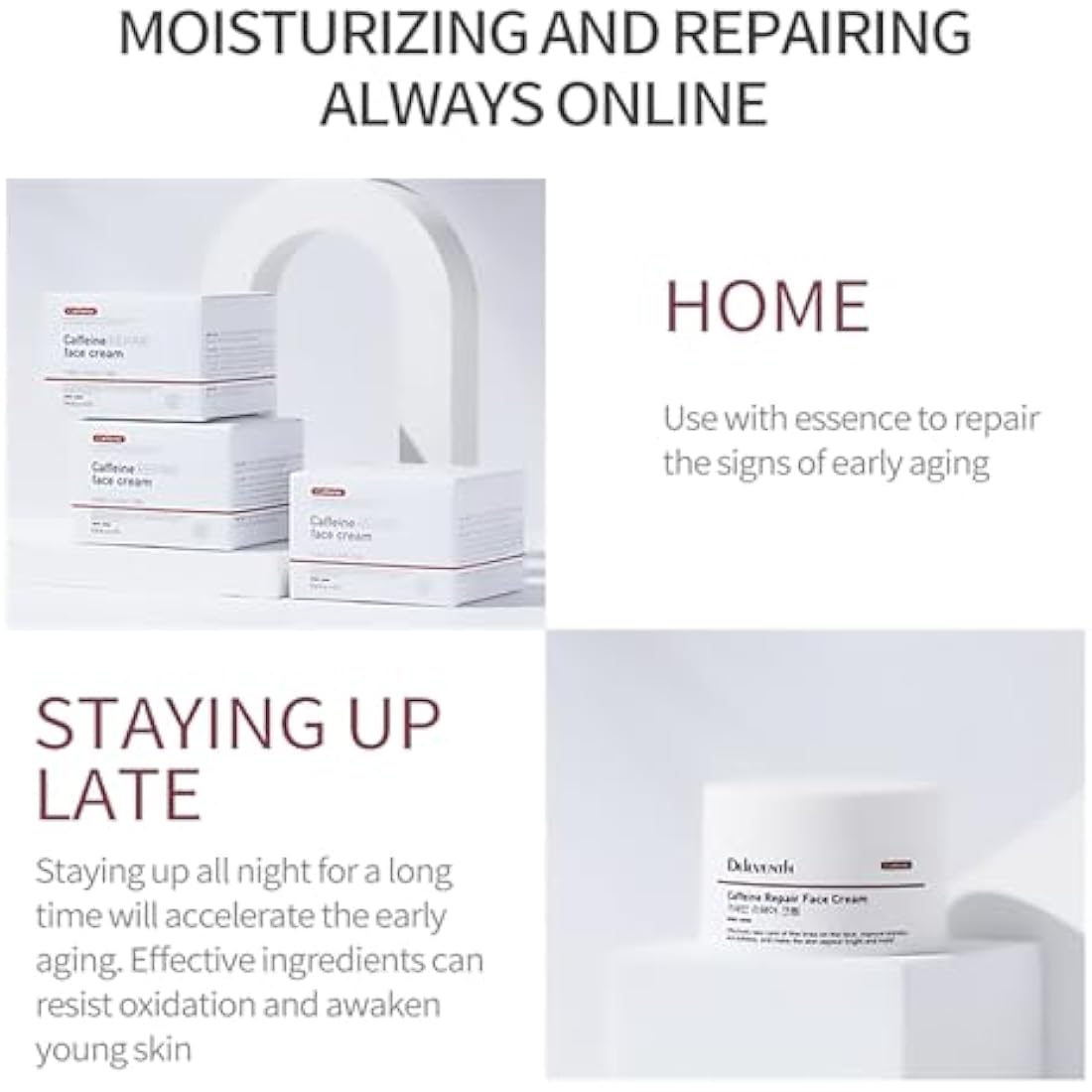 DEleventh Korea Caffeine Embellishing Face Cream 30g / Anti-Aging, with Sodium Hyaluronate & Magnolia Extract, Hydrates, Reduces Wrinkles, Dark Circles, Puffiness & Brightens Skin for a Youthful Glow