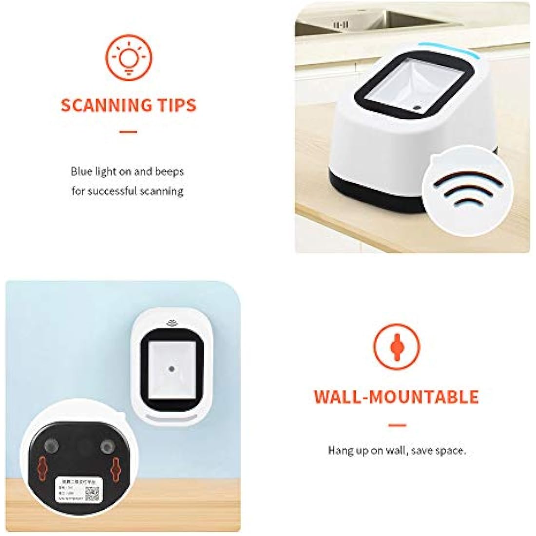 Wired Barcode Scanner USB Versatile Code Scanning QR Code 1D&2D Reader for Supermarkets/Stores