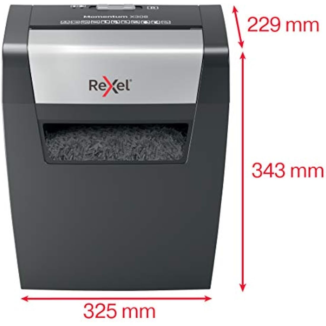 Rexel Momentum X308 Cross Cut Paper Shredder, Shreds 9-8 Sheets (70-80 gsm), 15 Litre Bin, Heavy Duty, Black, 2104570
