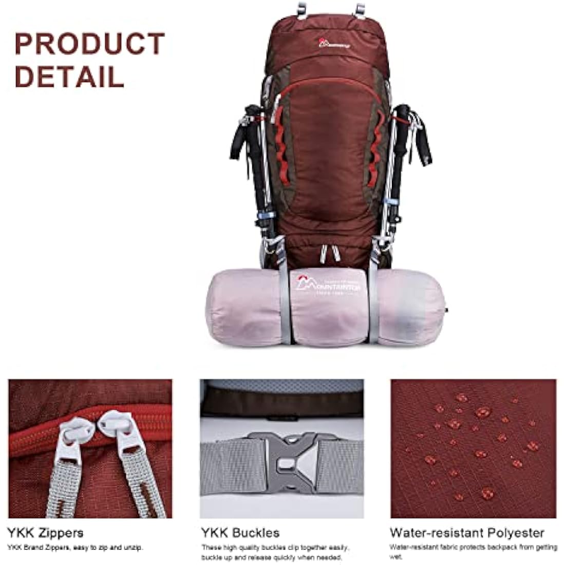 MOUNTAINTOP Hiking Backpack 80L Waterproof Mountaineering Backpack Large Camping Trekking Rucksack Multifunctional Climbing with Rain Cover