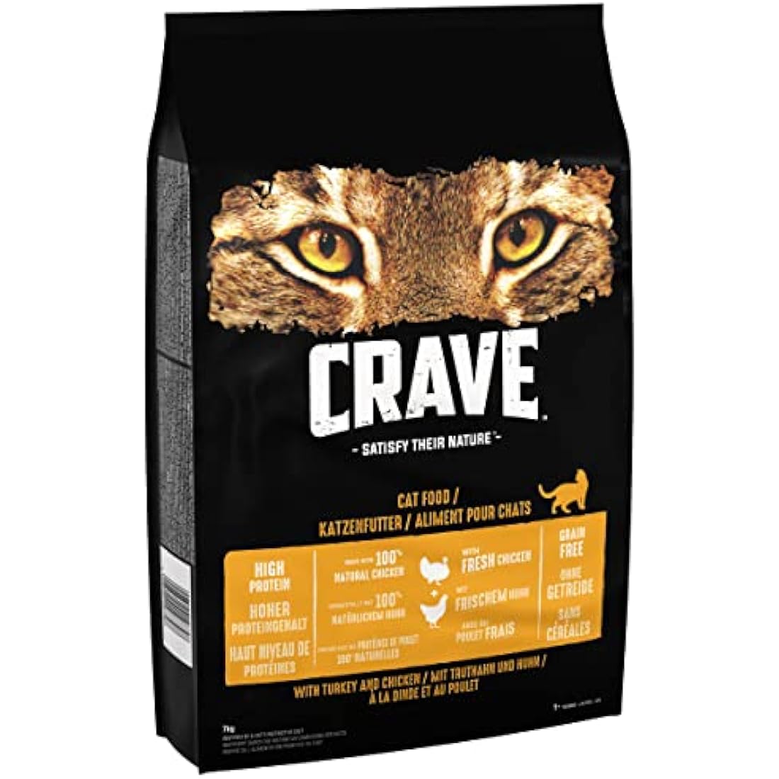 Crave Turkey & Chicken 7 kg Bag, Premium Adult Dry Cat Food with high Protein, Grain-free