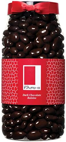 Rita Farhi Dark Chocolate Covered Raisins in a Gift Jar | Vegetarian and Chocolate Gift - Chocolate Coated Fruit - 870 g - New Palm Oil Free Recipe