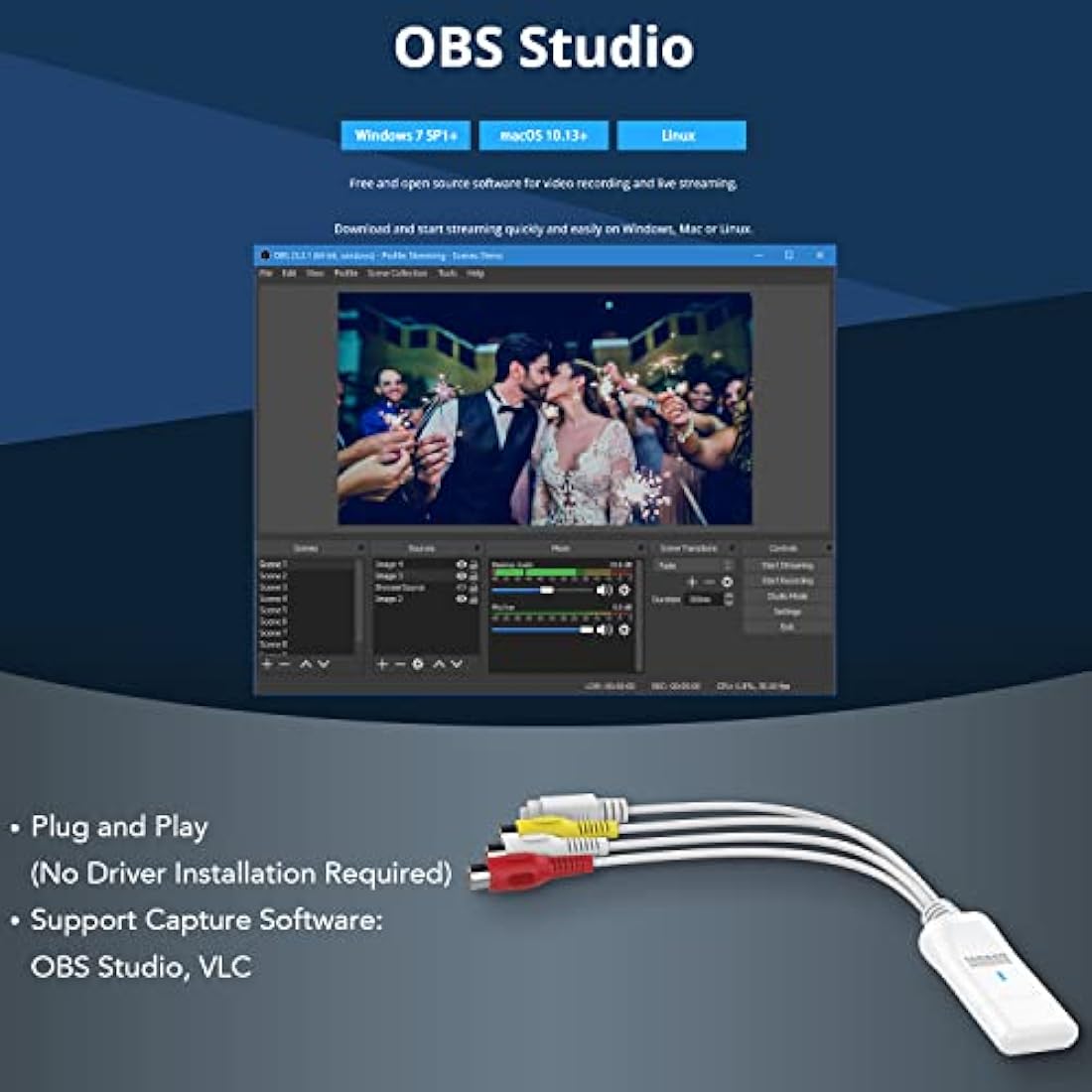 Video Capture Card USB - August VGB300 - Transfer VHS Hi8 8mm Tapes to PC or Mac Composite In or S-Video for Camcorders and Video Recorder VCR/Capture for Xbox 360 and PS3 Gameplay
