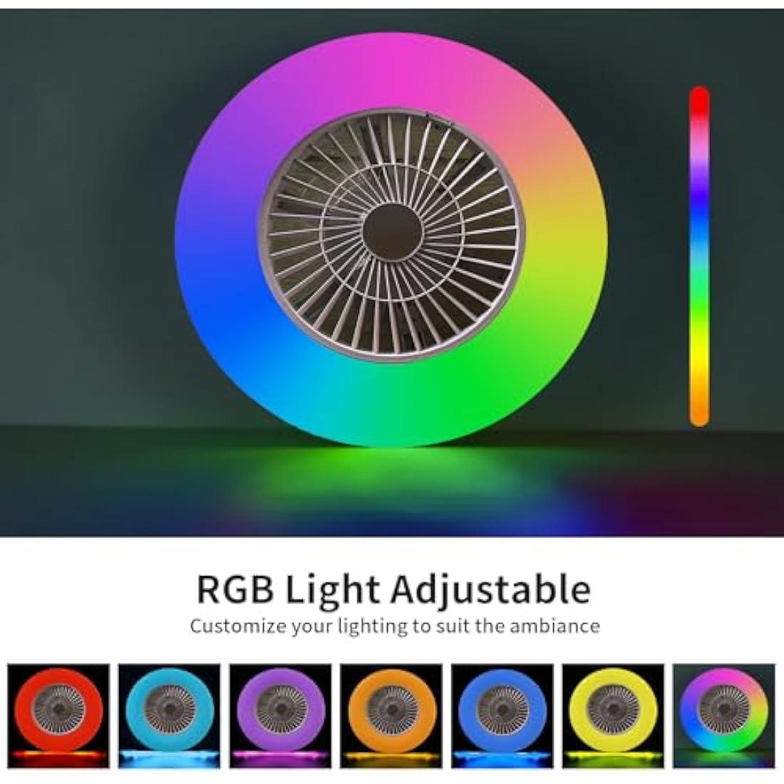 BKZO Smart LED Ceiling Light with Fan,RGB Ceiling Fan Lights, Stepless Dimming Light, 60CM Modern Fan Lighting,Ceiling Fan with RGB Light for Living Room, Dining Room, Bedroom
