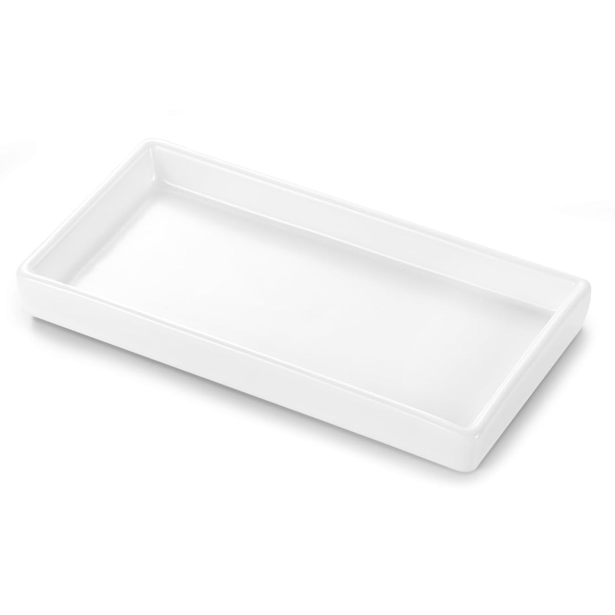 Luxspire Bathroom Vanity Tray - Mini Soap Dispenser, Small Ceramic Perfume & Jewelry Dish, Trinket & Candle Holder Rectangle Tray - Soap Dish for Bath