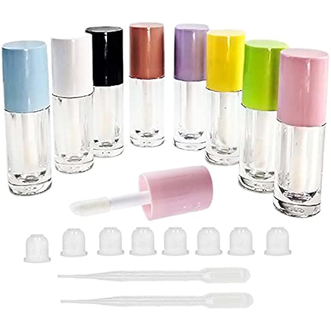 COSIDEA 30pcs Pink Empty 6ml 0.2oz Lip Gloss Tubes with Big Doe Foot Wand，Round Lipgloss Containers，Concealer Tube Cosmetic Packing Container Bulk Wholesale