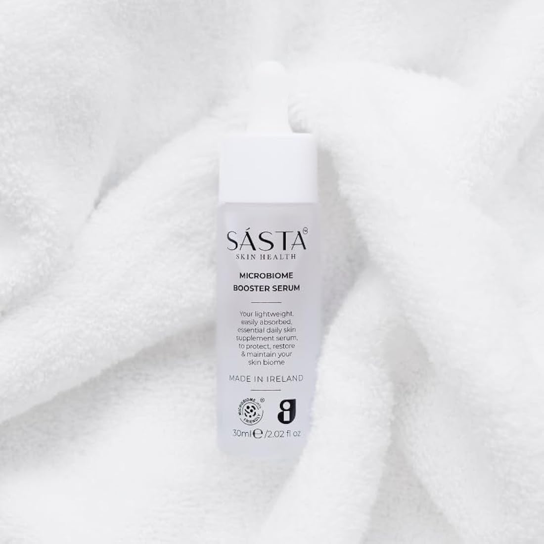 Sásta Microbiome Booster Serum – Prebiotic & Postbiotic Face Serum for Skin Barrier Repair, Hydration, & Anti-Redness, Suitable for All Skin Types 30ml
