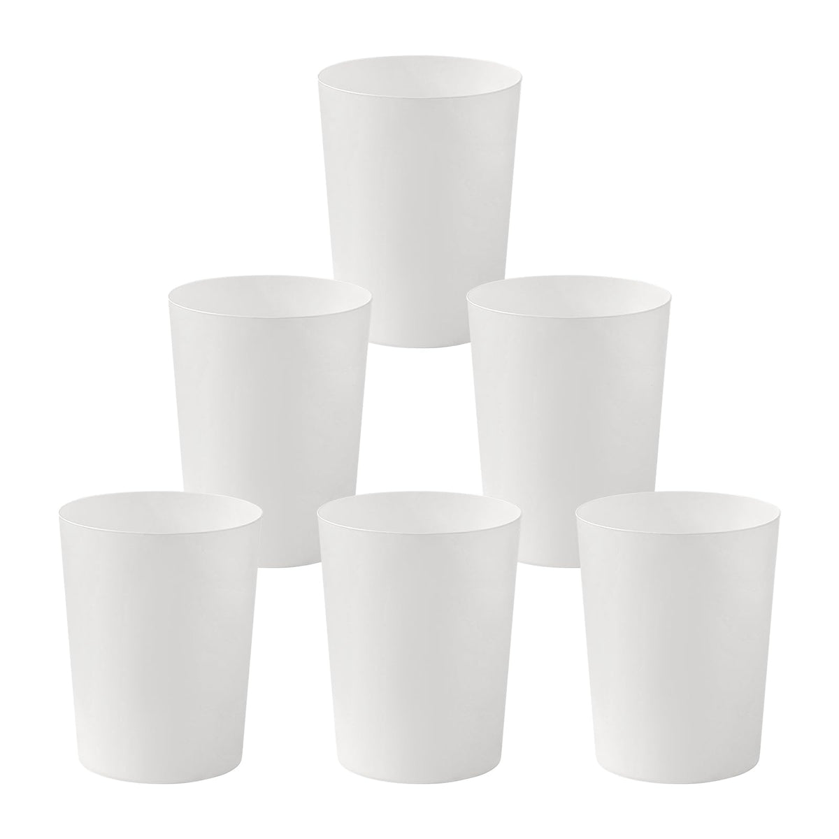 Cetomo 7.2L*6 Plastic Waste Paper Bin, Trash Can, Small Bins, Bedroom Bin, Round Waste Basket for Kitchen Rooms, Nesting, Matte, Frosted, Minimalist