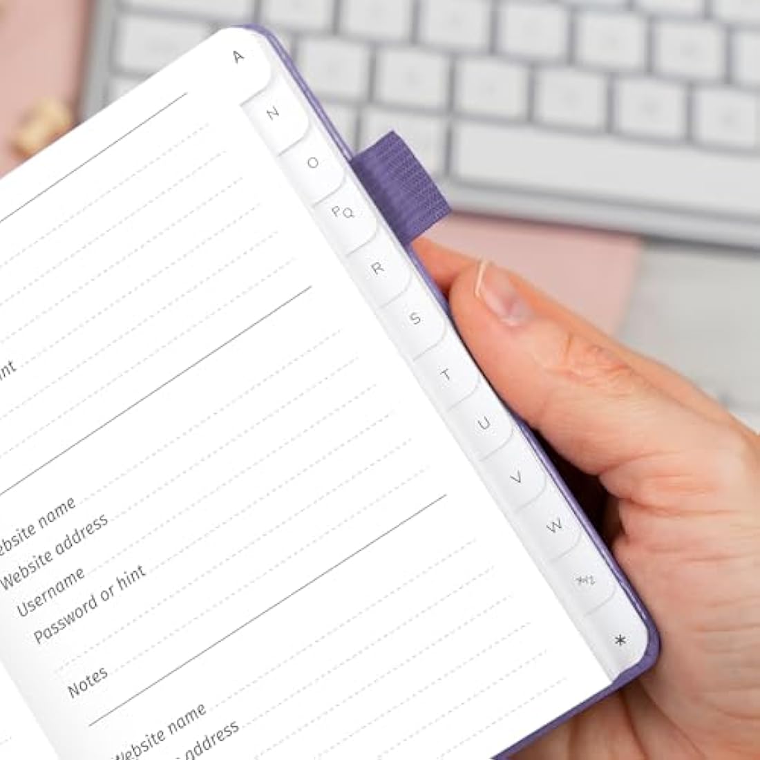 GoGirl Password Book with Alphabetical tabs – Internet Address & Password Keeper Logbook for Password Organization, Journal Notebook for Saving Website Logins. Small Size 11 x 14.5cm - Lavender