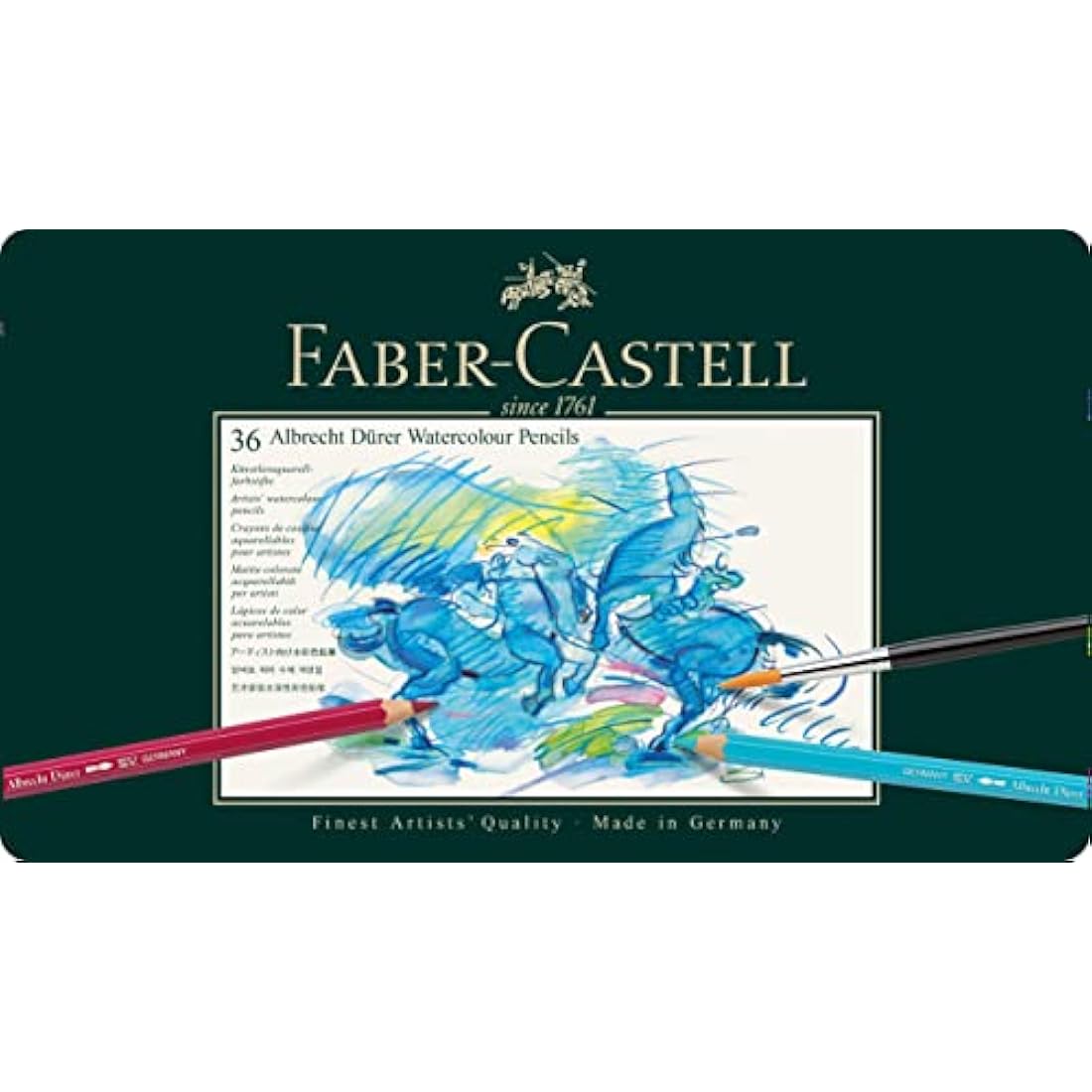 Faber-Castell Art & Graphic Albrecht Dürer Watercolour Pencil, Multicoloured, Tin Of 36, For Art, Craft, Drawing, Sketching, Home, School, University, Colouring