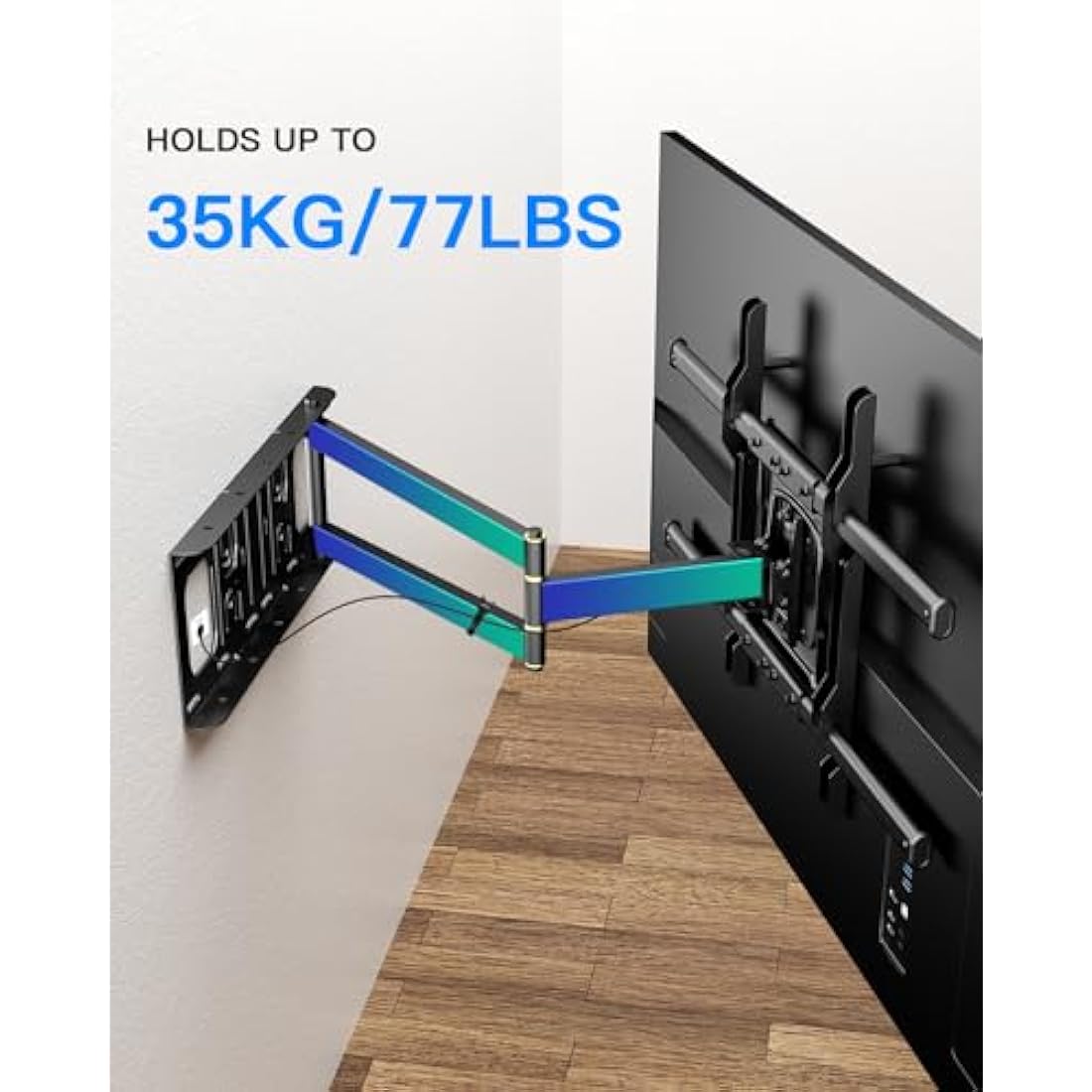 TV Wall Bracket Mount WHYFONE Long Reach TV Wall Bracket with 650mm Smooth Extension, Swivel Tilt Extend Corner TV Wall Mount Bracket for 32-70 Inch Flat & Curved TVs up to 35kg, max. VESA 600x400mm