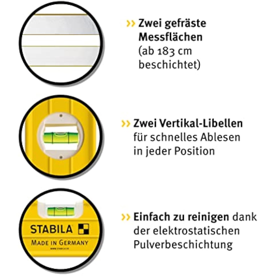 Stabila 196-2-100 Level 3 Vial 100cm/40in 15235, Yellow/Black